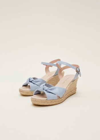 Phase Eight Leather Knot Front Espadrilles Heels Blue USA | 1378506-KL